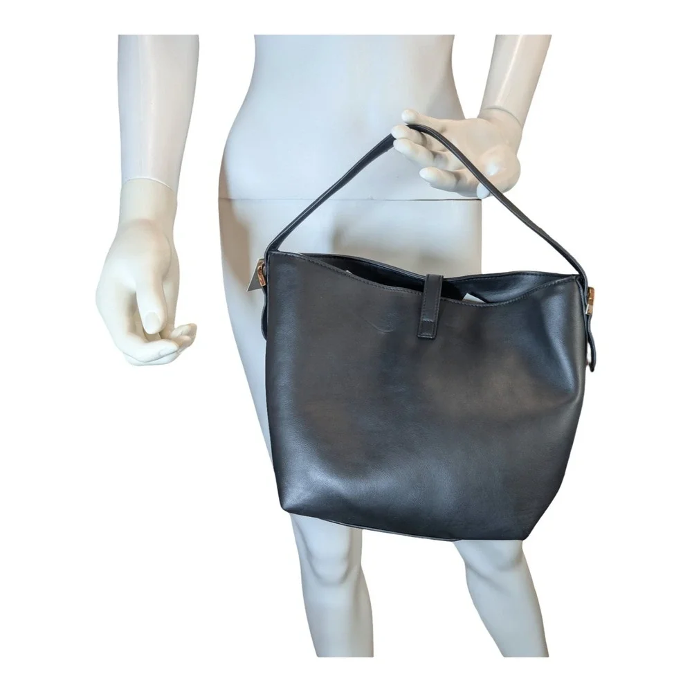 ⭐B5.  a new day - Black Purse With Detachable Crossbody Strap Gold Buckle NWT